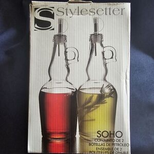 Style Setter Glass Oil Bottles (Set of 2), Clear￼